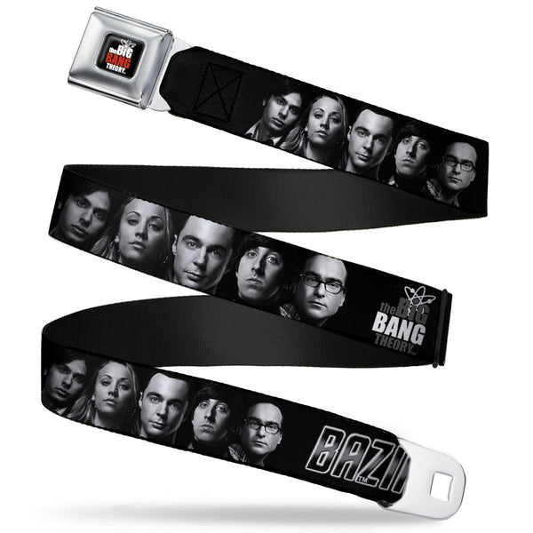 Buckle-Down THE BIG BANG THEORY Full Color Black White Red Seatbelt Belt - The Big Bang Theory Group/BAZINGA Black/White Webbing