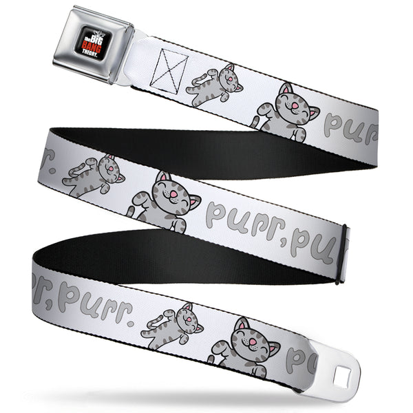 Buckle-Down THE BIG BANG THEORY Full Color Black White Red Seatbelt Belt - Soft Kitty PURR PURR PURR Webbing