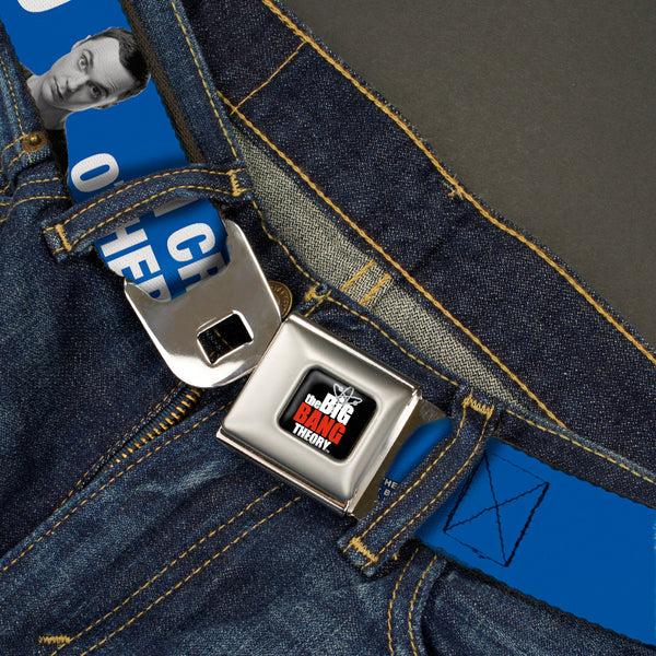Buckle-Down THE BIG BANG THEORY Full Color Black White Red Seatbelt Belt - Sheldon I CRY BECAUSE OTHERS ARE STUPID/THAT MAKES ME SAD Blue/White Webbing