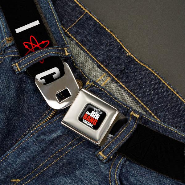 Buckle-Down THE BIG BANG THEORY Full Color Black White Red Seatbelt Belt - I "ATOM" COITUS Black/White/Red Webbing