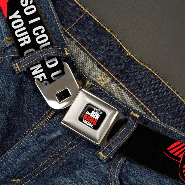 Buckle-Down THE BIG BANG THEORY Full Color Black White Red Seatbelt Belt - Howard/Double Helix I WISH I WERE DNA HELICASE Black/White/Red Webbing