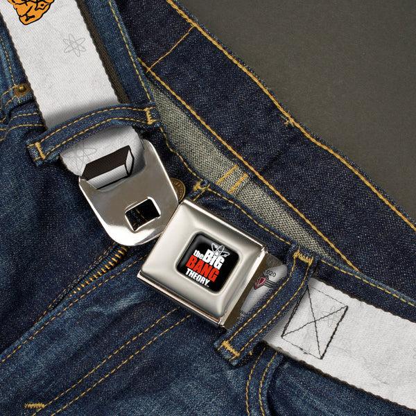 Buckle-Down THE BIG BANG THEORY Full Color Black White Red Seatbelt Belt - I "HEART" YOUR "BRAIN" Sketch Webbing