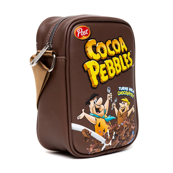 Buckle-Down The Flintstones Bag Cross Body Cocoa Pebbles Fred And Barney Cereal Box Replica Brown Vegan Leather