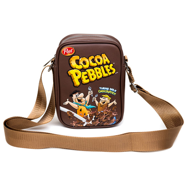 Buckle-Down The Flintstones Bag Cross Body Cocoa Pebbles Fred And Barney Cereal Box Replica Brown Vegan Leather