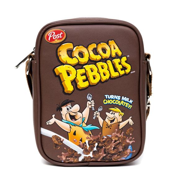 Buckle-Down The Flintstones Bag Cross Body Cocoa Pebbles Fred and Barney Cereal Box Replica Brown Vegan Leather