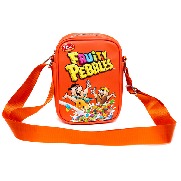 Buckle-Down The Flintstones Bag Cross Body Fruity Pebbles Fred And Barney Cereal Box Replica Bright Red Vegan Leather
