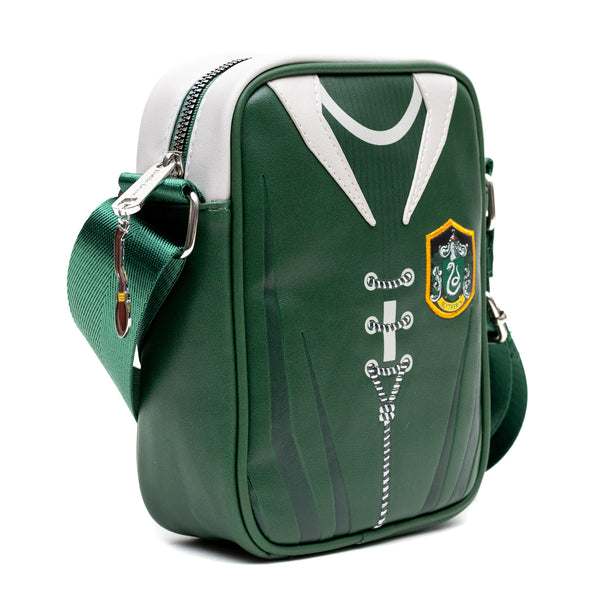 Buckle-Down The Wizarding World Of Harry Potter Vegan Leather Crossbody Bag With Adjustable Straps Hogwarts Slytherin Quidditch Uniform Green