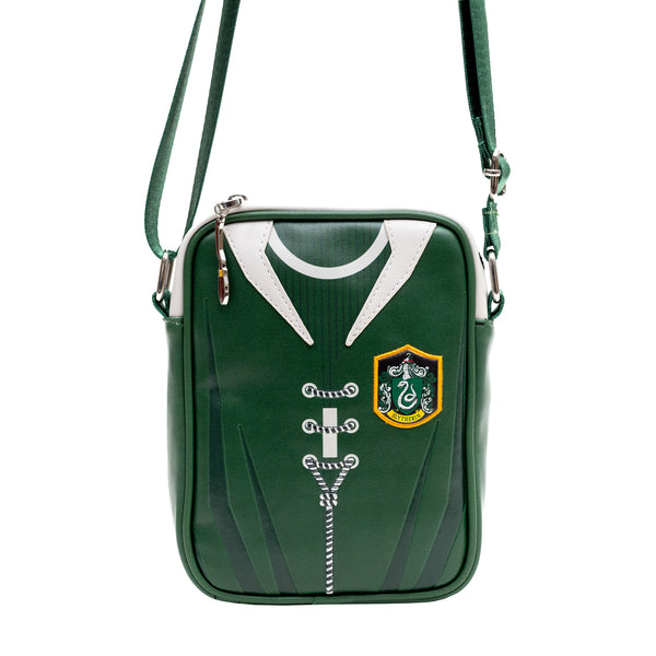 Buckle-Down The Wizarding World Of Harry Potter Vegan Leather Crossbody Bag With Adjustable Straps Hogwarts Slytherin Quidditch Uniform Green