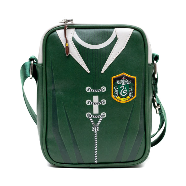 Buckle-Down The Wizarding World of Harry Potter Vegan Leather Crossbody Bag with Adjustable Straps Hogwarts Slytherin Quidditch Uniform Green