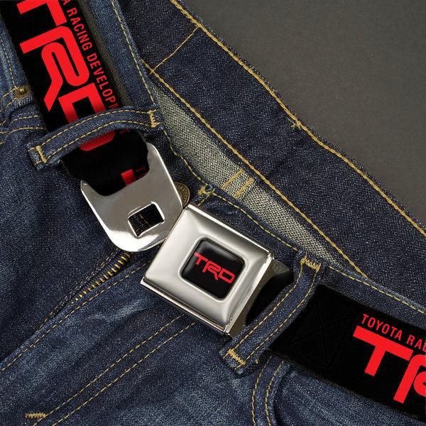 Buckle-Down Toyota Racing Development TRD Logo Full Color Black/Red Seatbelt Belt - TOYOTA RACING DEVELOPMENT TRD Logo Black/Red Webbing
