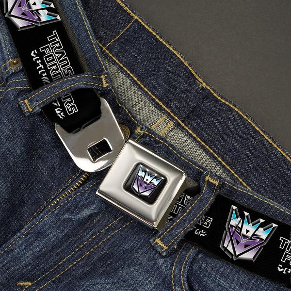 Buckle-Down Transformers Decepticons Icon Full Color Black/Grays/Purples Seatbelt Belt - TRANSFORMERS Decepticons Cybertronian Icon Black/Grays/Purples Webbing