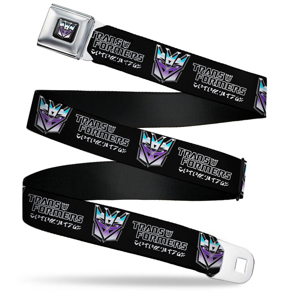 Buckle-Down Transformers Decepticons Icon Full Color Black/Grays/Purples Seatbelt Belt - TRANSFORMERS Decepticons Cybertronian Icon Black/Grays/Purples Webbing