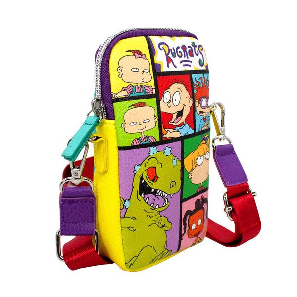Buckle-Down Wallet Phone Bag Holder - Rugrats Character Pose Blocks Yellow Purple Teal
