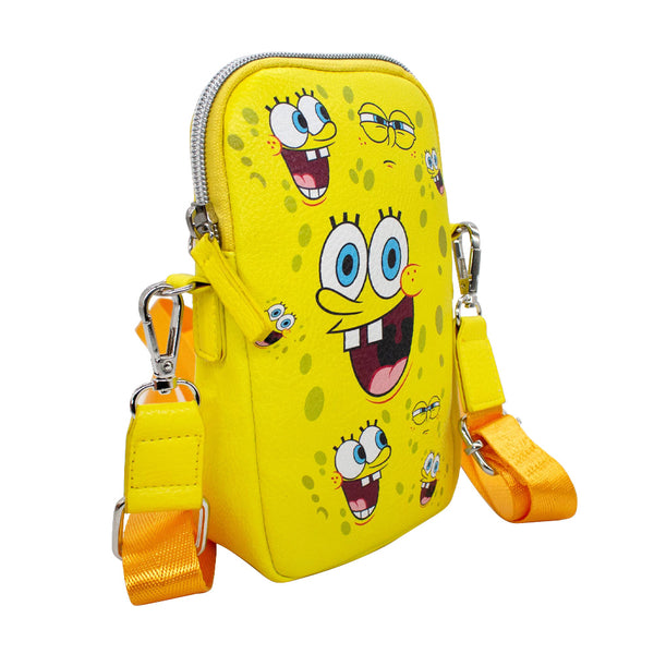 Buckle-Down Wallet Phone Bag Holder - SpongeBob SquarePants Expressions Scattered Yellow