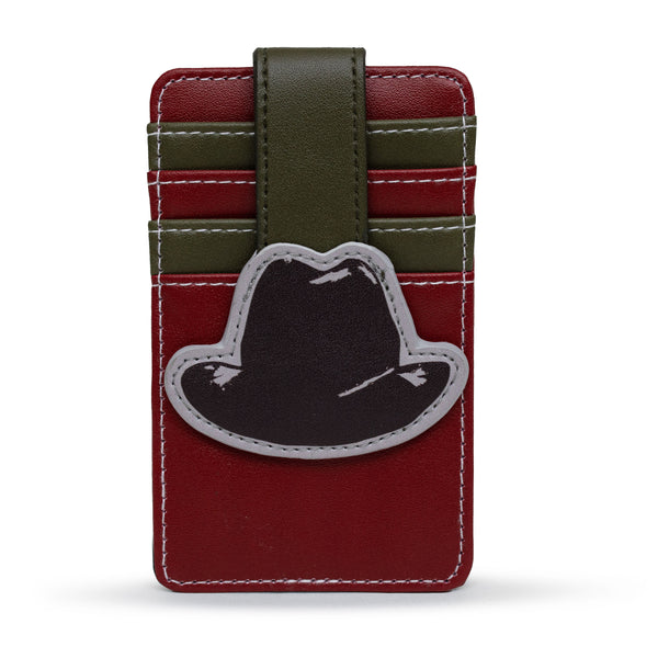 Buckle-Down Warner Bros. Horror Movie Wallet Character Wallet ID Card Holder A Nightmare on Elm Street Freddy Hat Red Green Vegan Leather