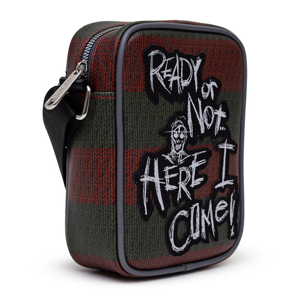 Buckle-Down Warner Bros. Horror Movies Bag And Wallet Combo Nightmare On Elm Street Freddy Krueger Sweater And Hat Stripe Vegan Leather