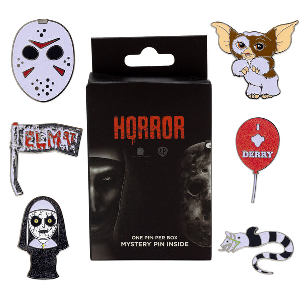 Buckle-Down Warner Bros. Horror Movies Mystery Enamel Pin Blind Box Series Gizmo Sandworm IT's Balloon Jason's Hockey Mask A Nightmare On Elm Street Sign Or The Nun