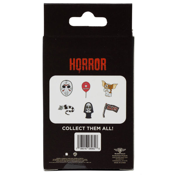 Buckle-Down Warner Bros. Horror Movies Mystery Enamel Pin Blind Box Series Gizmo Sandworm IT's Balloon Jason's Hockey Mask A Nightmare On Elm Street Sign Or The Nun