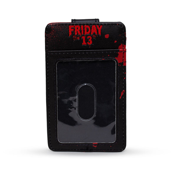 Buckle-Down Warner Bros. Horror Movies Wallet Character Wallet ID Card Holder Friday The 13th Jason Hockey Mask Black Red Vegan Leather