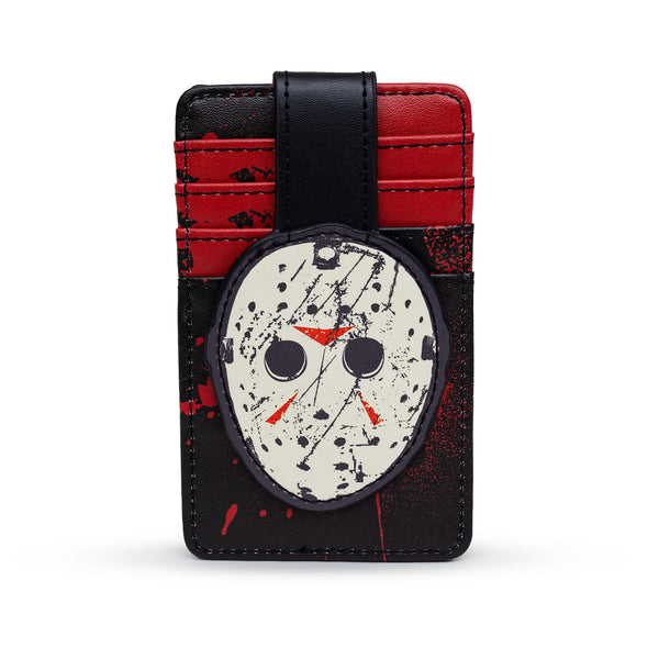 Buckle-Down Warner Bros. Horror Movies Wallet Character Wallet ID Card Holder Friday the 13th Jason Hockey Mask Black Red Vegan Leather