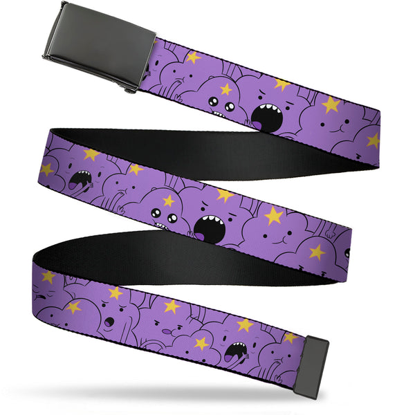 Buckle-Down Web Belt Blank Black Buckle - Adventure Time Lumpy Space Princess Expressions Stacked Lavender Webbing