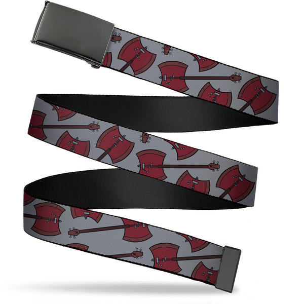Buckle-Down Web Belt Blank Black Buckle - Adventure Time Marceline's Axe Bass Scattered Gray Webbing
