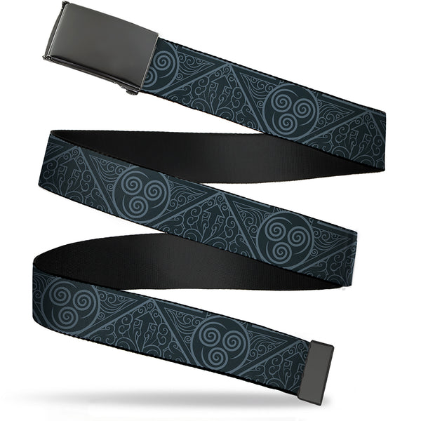 Buckle-Down Web Belt Blank Black Buckle - Avatar Last Airbender Air Element Symbol Blues Webbing
