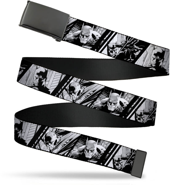 Buckle-Down Web Belt Blank Black Buckle - Batman Hush Pose Sketches Black/White Webbing