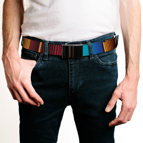Buckle-Down Web Belt Blank Black Buckle - California Flag Bear Weathered White Webbing