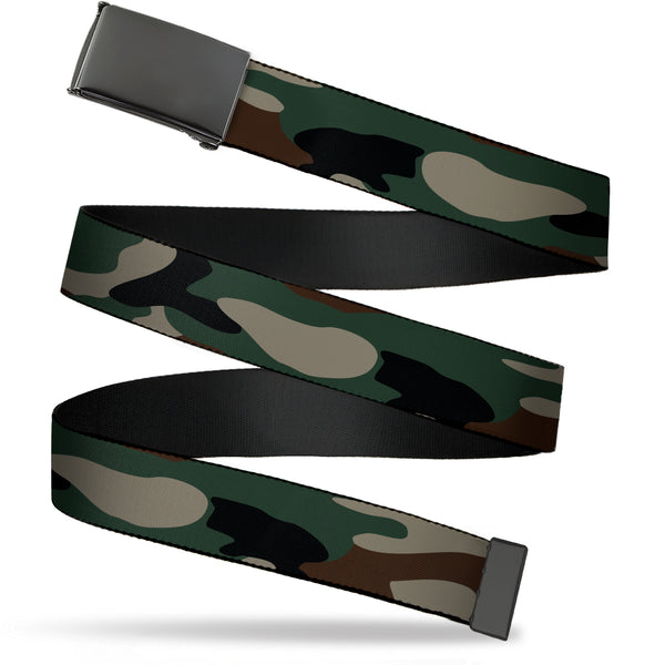 Buckle-Down Web Belt Blank Black Buckle - Camo Olive3 Webbing