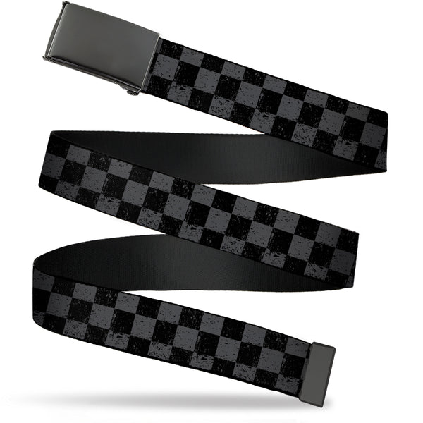 Buckle-Down Web Belt Blank Black Buckle - Checker Weathered2 Black/Gray Webbing