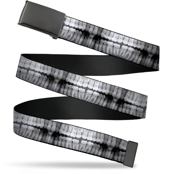 Buckle-Down Web Belt Blank Black Buckle - Dental X-Rays Black/White Webbing