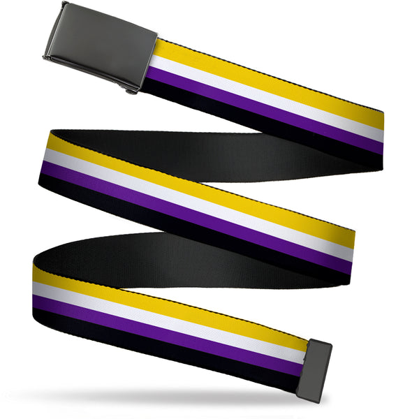 Buckle-Down Web Belt Blank Black Buckle - Flag Non-Binary Stripe Webbing