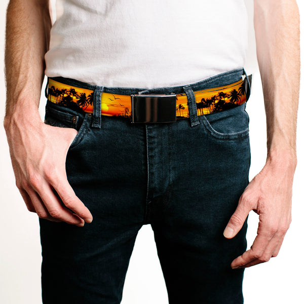 Buckle-Down Web Belt Blank Black Buckle - Golden Sunset Webbing