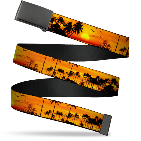 Buckle-Down Web Belt Blank Black Buckle - Golden Sunset Webbing