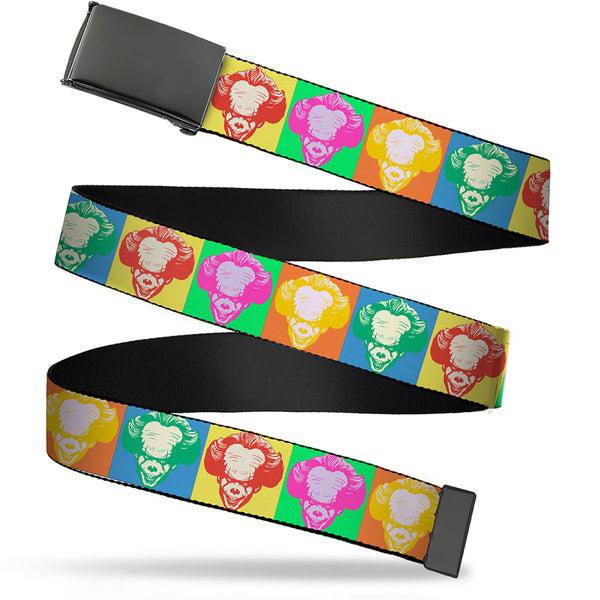 Buckle-Down Web Belt Blank Black Buckle - It Pennywise Smiling Color Block Multi Color Webbing