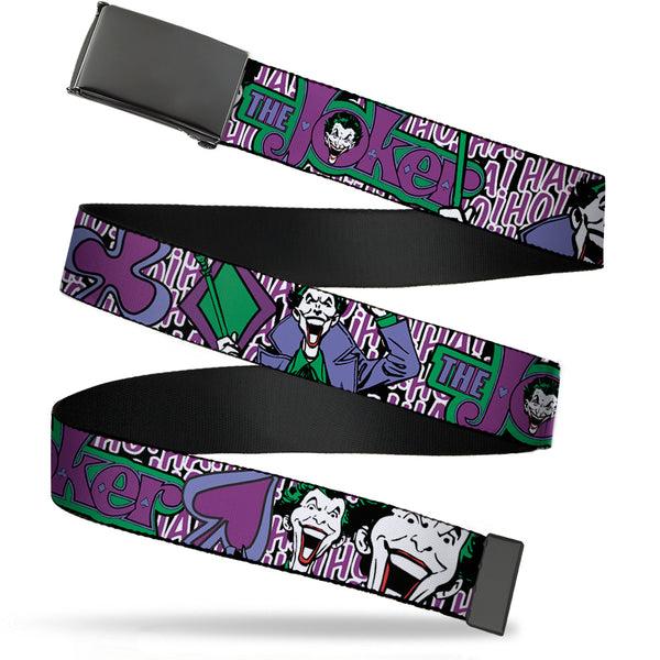 Buckle-Down Web Belt Blank Black Buckle - Joker Face/Logo/Spades Black/White/Purple Webbing