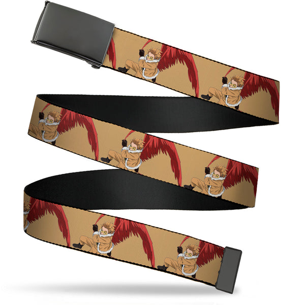 Buckle-Down Web Belt Blank Black Buckle - My Hero Academia Keigo Takami Hawks Action Pose Orange Webbing
