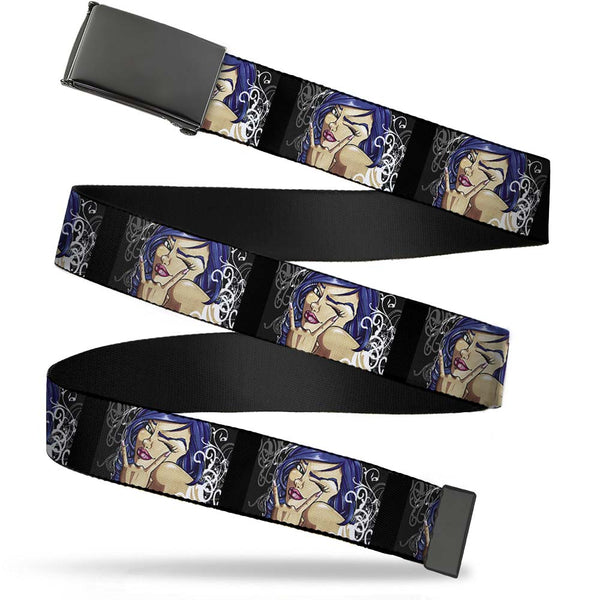 Buckle-Down Web Belt Blank Black Buckle - Rock & Roll Ink Webbing