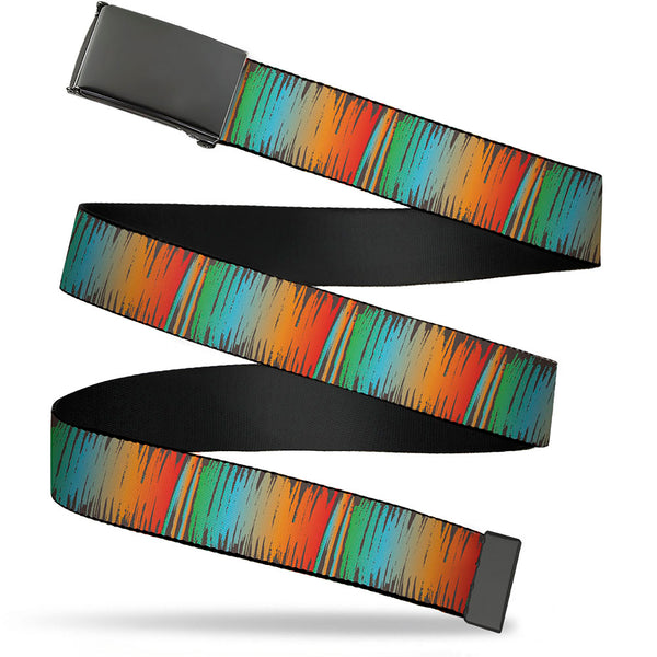 Buckle-Down Web Belt Blank Black Buckle - Scribble Zarape Fade Brown/Multi Color Webbing