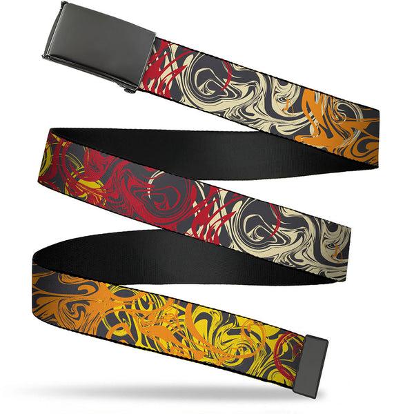Buckle-Down Web Belt Blank Black Buckle - Swirl Mix Gray/Multi Color Webbing
