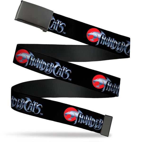 Buckle-Down Web Belt Blank Black Buckle - THUNDERCATS Classic Series Logo Black/Red/Silver Webbing