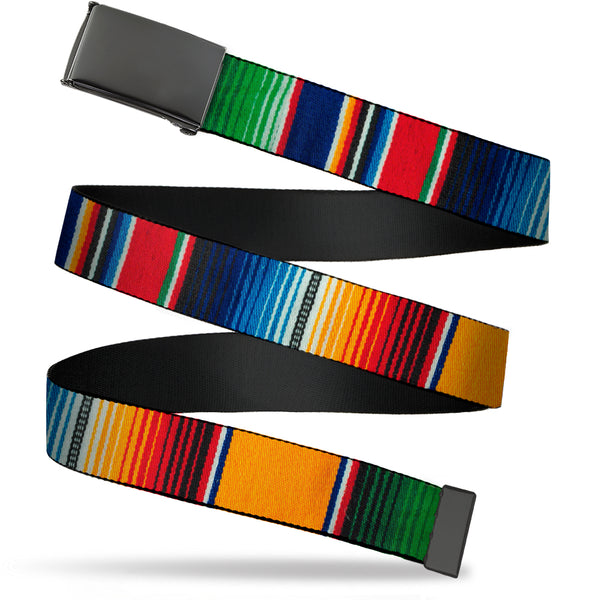 Buckle-Down Web Belt Blank Black Buckle - Zarape2 Vertical Multi Color Stripe Webbing
