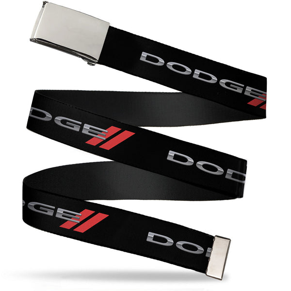 Buckle-Down Web Belt Blank Chrome Buckle - Dodge Red Rhombus REPEAT Webbing