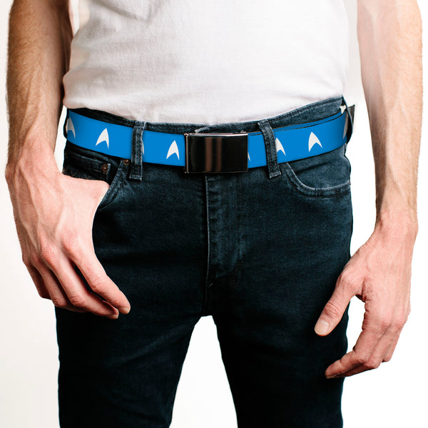 Buckle-Down Web Belt Blank Chrome Buckle - Star Trek Starfleet Insignia Blue/White Webbing