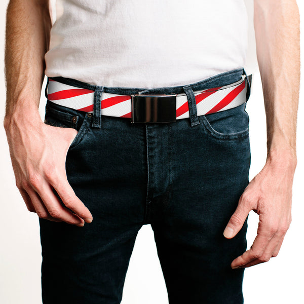 Buckle-Down Web Belt Blank Matte Buckle - Candy Cane Webbing