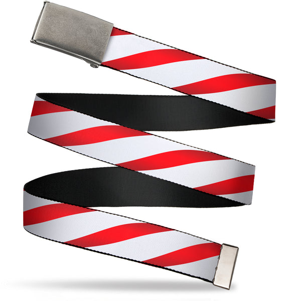 Buckle-Down Web Belt Blank Matte Buckle - Candy Cane Webbing