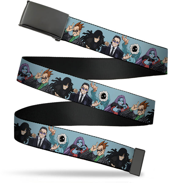 Buckle-Down Web Belt Clamp Buckle - My Hero Academia Five Meta Liberation Army Villains Blue Webbing