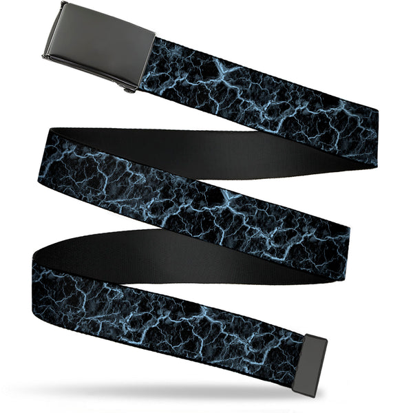 Buckle-Down Web Belt Clasp Buckle - Marble Black/Baby Blue Webbing