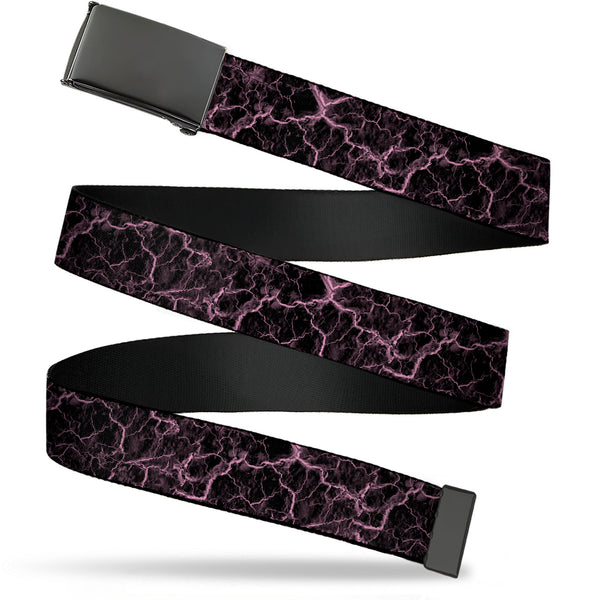 Buckle-Down Web Belt Clasp Buckle - Marble Black/Baby Pink Webbing